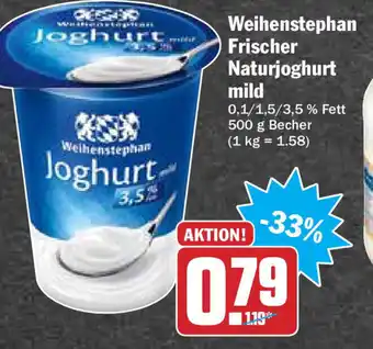 Hit Weihenstephan Frischer Naturjoghurt Mild 500g Becher Angebot