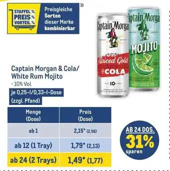 METRO Captain Morgan & Cola/ White Rum Mojito 250/330ml Angebot