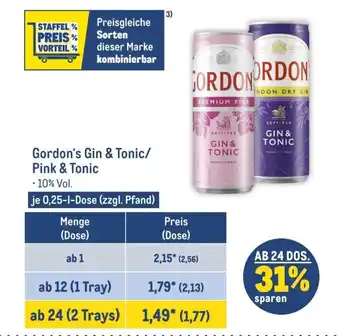 METRO Gordon's Gin & Tonic/ Pink & Tonic 250ml Angebot