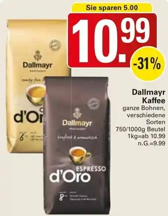 WEZ Dallmayr Kaffee 750/1000g Beutel Angebot