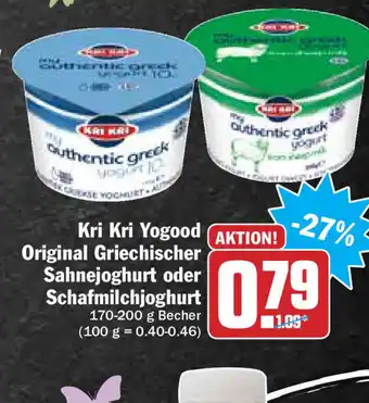 Hit Kri Kri Yogood Original Griechischer Sahnejoghurt oder Schafmilchjoghurt 170-200g Angebot