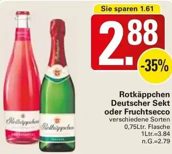 WEZ Rotkäppchen Deutscher Sekt oder Fruchtsecco 0,75Ltr. Flasche Angebot