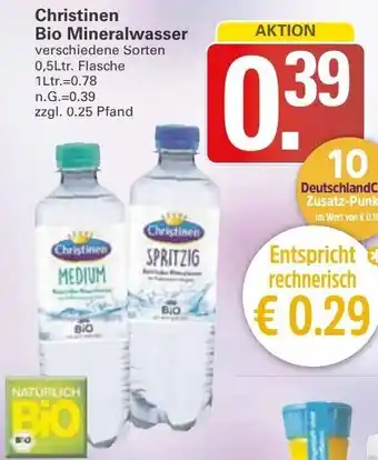 WEZ Christinen Bio Mineralwasser 0,5Ltr. Flasche Angebot