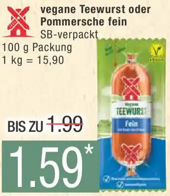 Marktkauf vegane Teewurst oder Pommersche fein 100 g Packung Angebot