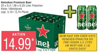 Marktkauf Heineken Premium Beer 20 x 0,4 / 28 x 0,25 Liter Flaschen Angebot