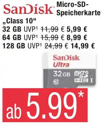 Marktkauf SanDisk Micro-SD Speicherkarte ,Class 10" Angebot