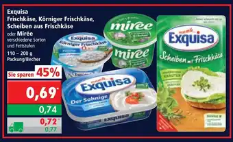 L. STROETMANN GROSSMARKT Exquisa Frischkäse, Körniger Frischkäse, Scheiben aus Frischkäse oder Miree 110-200g Angebot