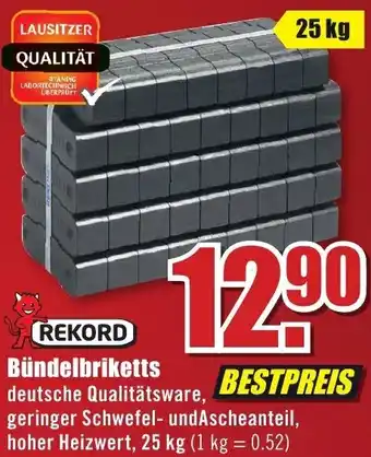 B1 Discount Baumarkt REKORD Bündelbriketts 25 kg Angebot