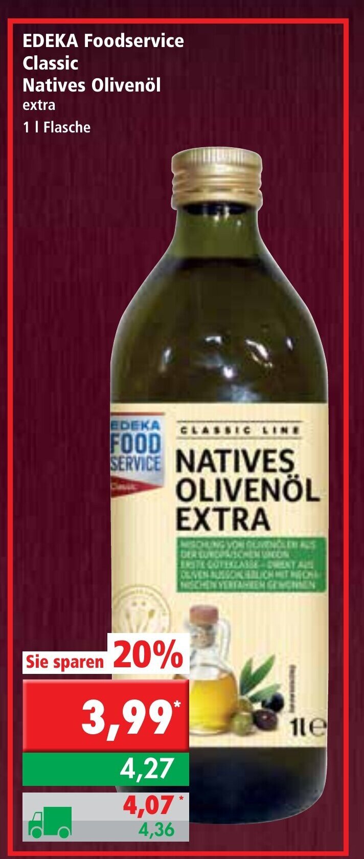 Edeka Foodservice Classic Natives Olivenöl 1L Angebot bei L. STROETMANN