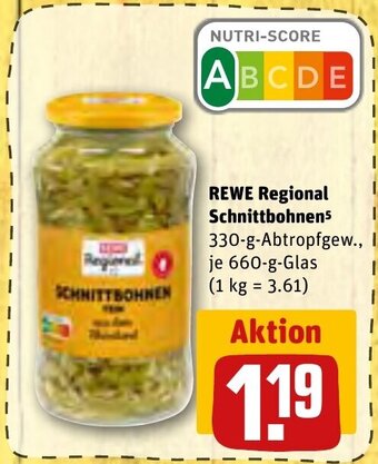 REWE REWE Regional Schnittbohnen 660 g Glas Angebot