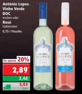 L. STROETMANN GROSSMARKT António Lopes Vinho Verde DOC oder Rose 0,75L Angebot