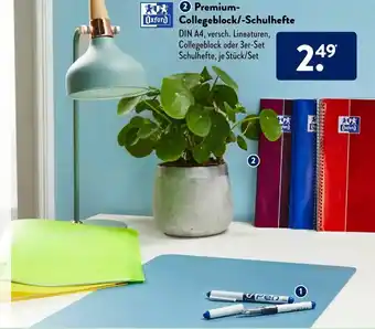 Aldi Süd Premium Collegeblock/Schulhefte Angebot