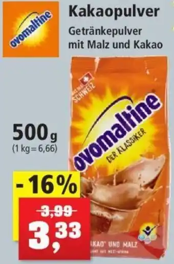 Thomas Philipps ovomaltine Kakaopulver 500 g Angebot