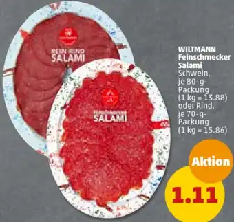 PENNY WILTMANN Feinschmecker Salami 80/70 g Packung Angebot