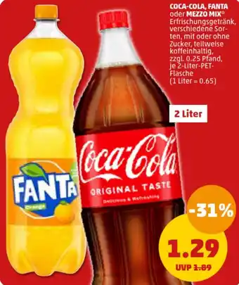 PENNY COCA-COLA, FANTA oder MEZZO MIX 2-Liter-PET-Flasche Angebot