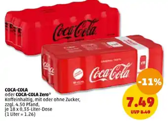 PENNY COCA-COLA oder COCA-COLA Zero 18 x 0,33-Liter-Dose Angebot