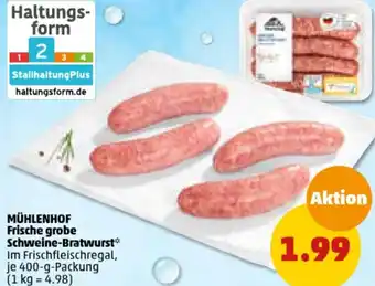 PENNY MÜHLENHOF Frische grobe Schweine-Bratwurst 400 g Packung Angebot