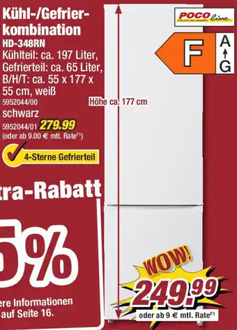 Poco Poco Line Kühl-/Gefrierkombination HD-348RN Angebot