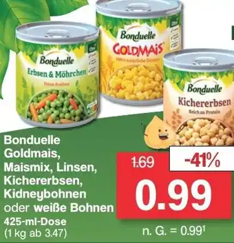 Famila Nord West Bonduelle Goldmais, Maismix, Linsen, Kichererbsen, Kidneybohnen oder weiße Bohnen 425-ml-Dose Angebot
