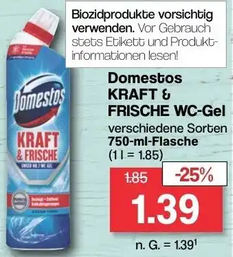 Famila Nord West Domestos KRAFT & FRISCHE WC-Gel 750 ml Flasche Angebot