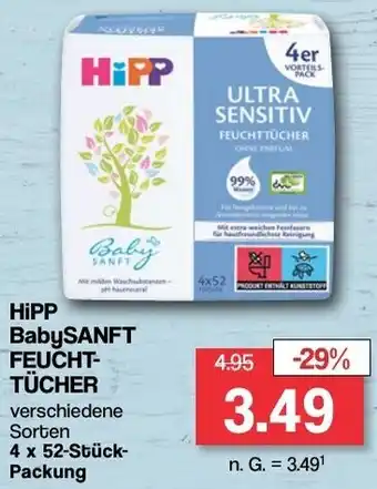 Famila Nord West HiPP BabySANFT FEUCHTTÜCHER 4 x 52-Stück-Packung Angebot