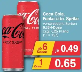 Famila Nord West Coca-Cola, Fanta oder Sprite 0,33 L Dose Angebot