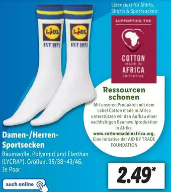 Lidl Damen-/Herren-Sportsocken Angebot