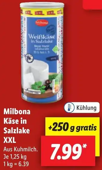 Lidl Milbona Käse in Salzlake XXL 1,25 kg Angebot