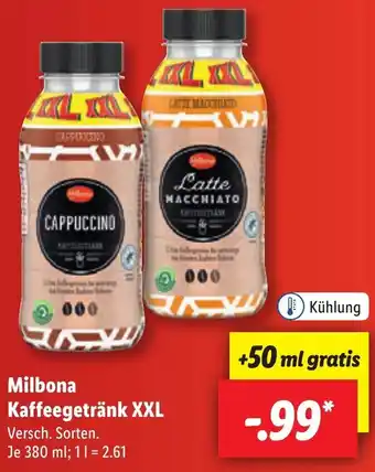 Lidl Milbona Kaffeegetränk XXL 380 ml Angebot