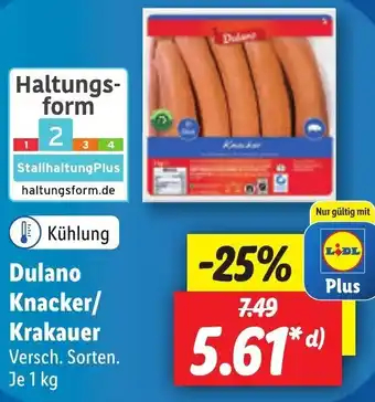 Lidl Dulano Knacker/Krakauer 1 kg Angebot