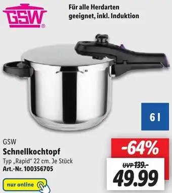 Lidl GSW Schnellkochtopf ,,Rapid" Angebot