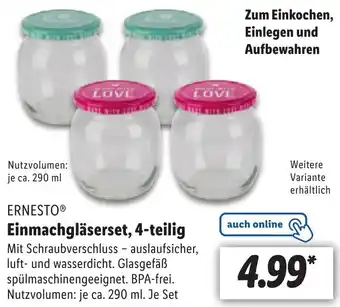 Lidl ERNESTOⓇ Einmachgläserset, 4-teilig Angebot