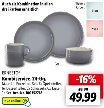 Lidl ERNESTOⓇ Kombiservice, 24-tlg. Angebot