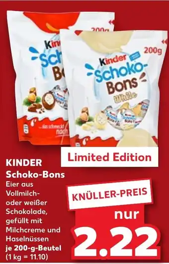 Kaufland KINDER Schoko-Bons je 200 g Angebot