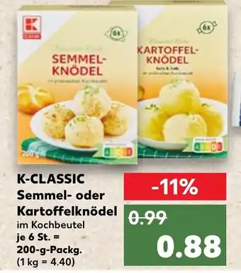 Kaufland K-CLASSIC Semmel- oder Kartoffelknödel  200-g-Packg. Angebot