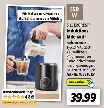 Lidl SILVERCRESTⓇ Induktions- Milchauf- schäumer Angebot