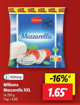 Lidl Milbona Mozzarella XXL 250 g Angebot