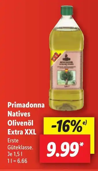 Lidl Primadonna Natives Olivenöl Extra XXL 1,5 l Angebot