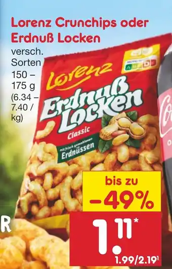 Netto Marken-Discount Lorenz Crunchips oder Erdnuß Locken 150-175 g Angebot