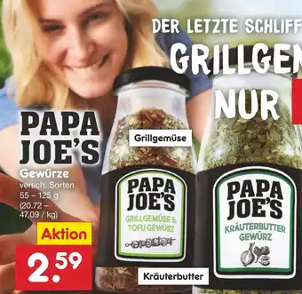 Netto Marken-Discount PAPA JOE'S Gewürze 55 - 125 g Angebot