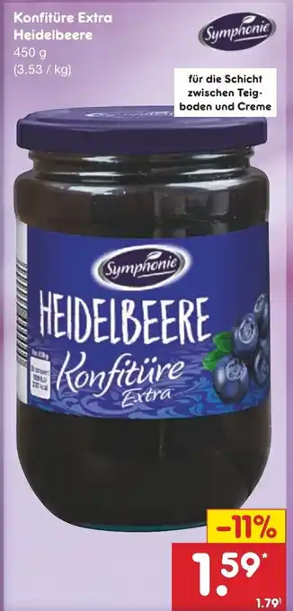 Netto Marken-Discount Konfitüre Extra Heidelbeere 450 g Angebot