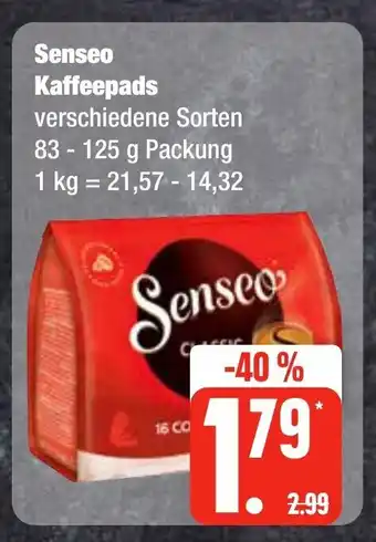 Edeka Frischemarkt Senseo Kaffeepads verschiedene Sorten 83 - 125 g Packung Angebot