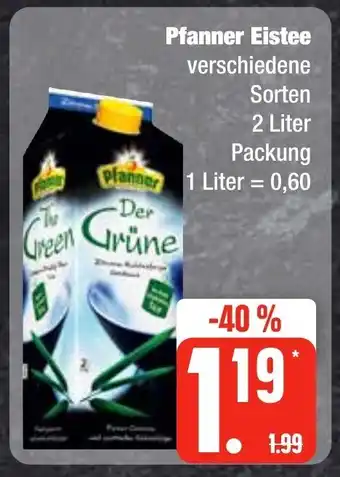 Edeka Frischemarkt Pfanner Eistee verschiedene Sorten 2 Liter Packung Angebot