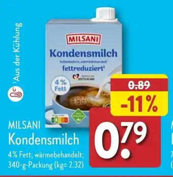 Aldi Nord MILSANI Kondensmilch 340 g Packung Angebot