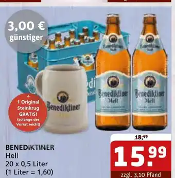 Getränke Quelle BENEDIKTINER Hell 20 x 0,5 Liter (1 Liter = 1,60) Angebot