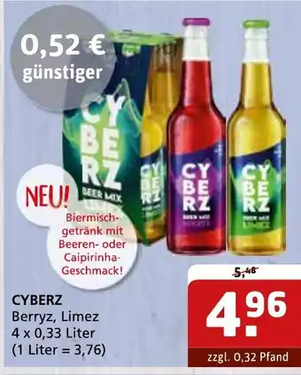 Getränke Quelle CYBERZ Berryz, Limez 4 x 0,33 Liter Angebot