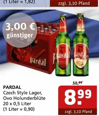 Getränke Quelle PARDAL Czech Style Lager, Ovo Holunderblüte 20 x 0,5 Liter Angebot