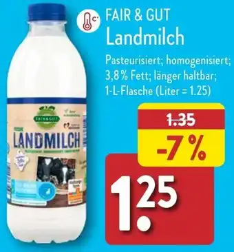 Aldi Nord FAIR & GUT Landmilch 1 L Flasche Angebot