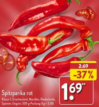 Aldi Nord Spitzparika rot 500 g Packung Angebot