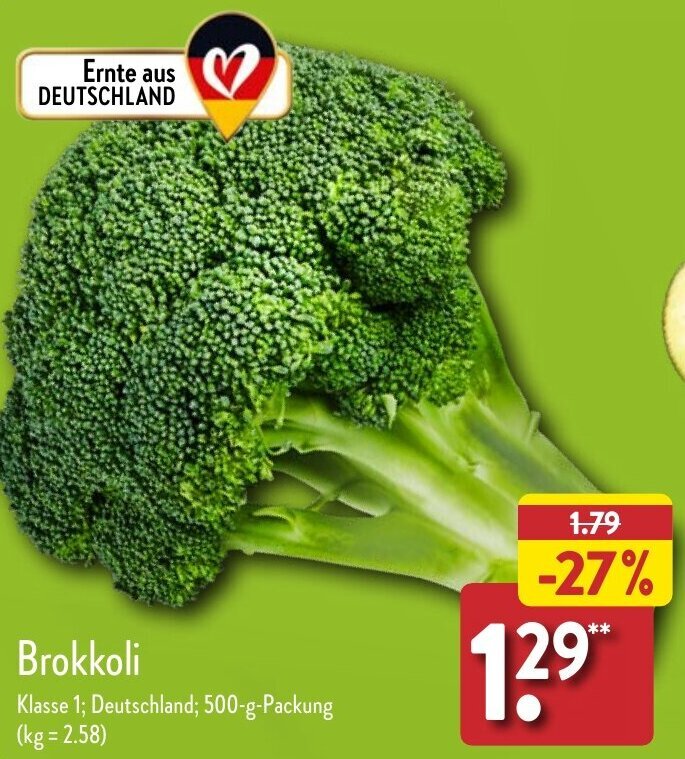 Brokkoli 500 g Packung Angebot bei Aldi Nord